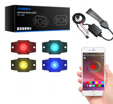 Aurora New Design LED Multi-color  IP69K RGB  Motorcycle LED Rock Lights